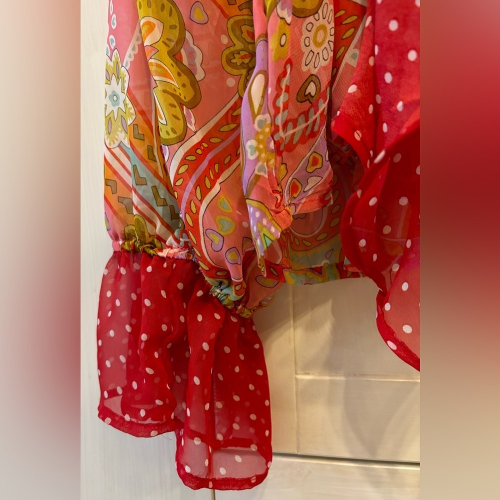 Blouse by ANTILIA FEMME beautiful bright pattern long sleeved shirt so unique! - Picture 5 of 7